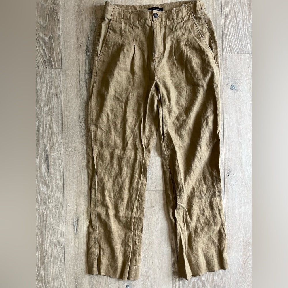 Banana Republic Lightweight Wide-Leg Linen Trousers - Camel